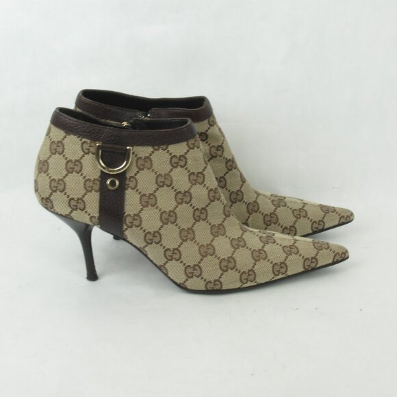 Gucci Beige/Ebonoy GG Fabric Side Zip Ankle Boots size 8 *Treasures of New York - Picture 6 of 15